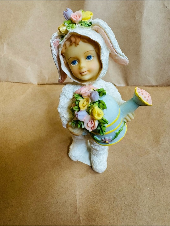 Other - K’s  Vintage Collection White Bunny Figurine Holding Pastel Watering Can -